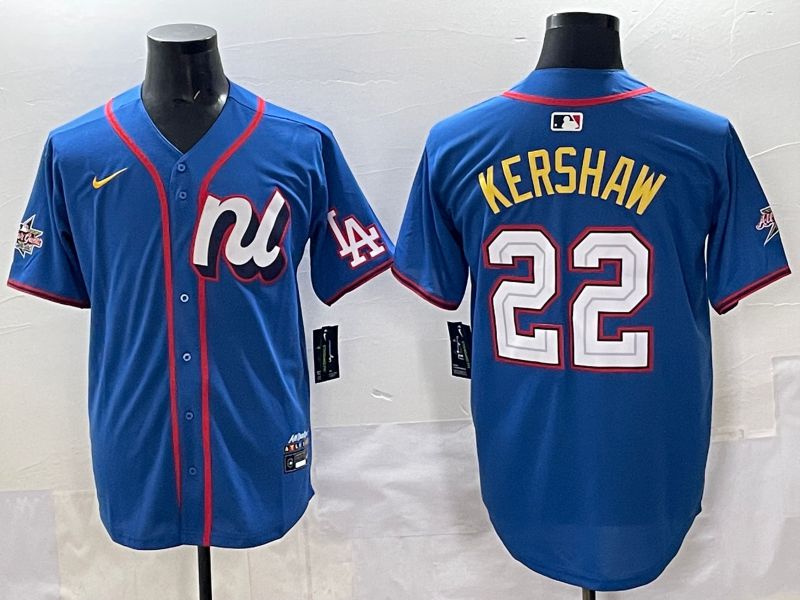 Men 2025 Los Angeles Dodgers #22 Kershaw Blue All star Nike MLB Jersey style 01->los angeles dodgers->MLB Jersey